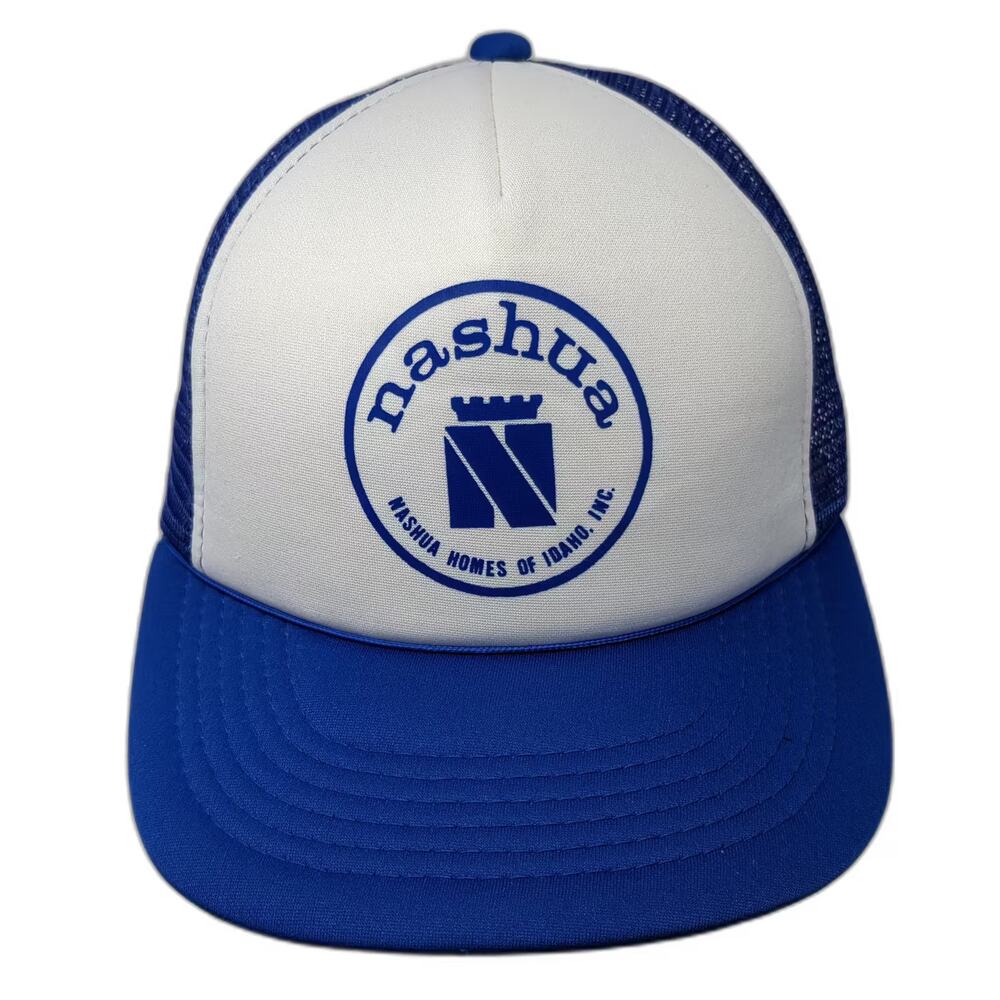 That Hat Trucker Hat Blue White OS Nashua Homes of Idaho Mesh Snapback hat